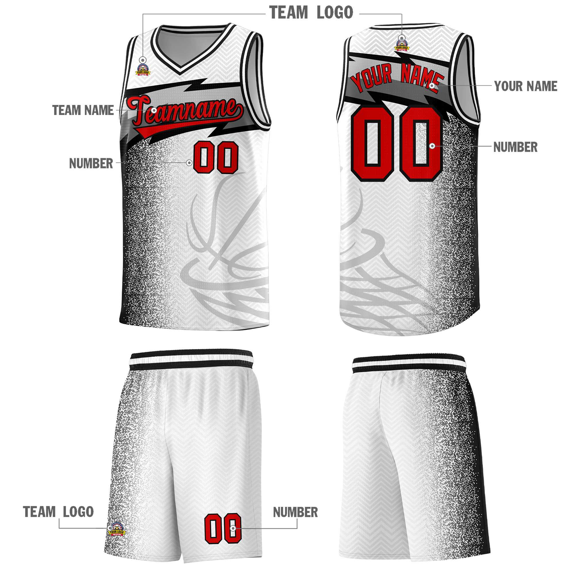 Custom White Dot Scatter Graffiti Pattern Sports Uniform Basketball Jersey