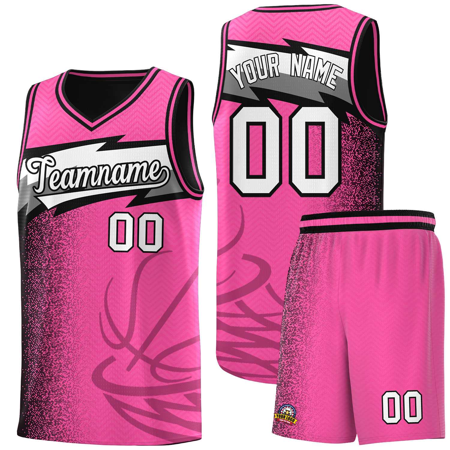 Custom Pink Dot Scatter Graffiti Pattern Sports Uniform Basketball Jersey