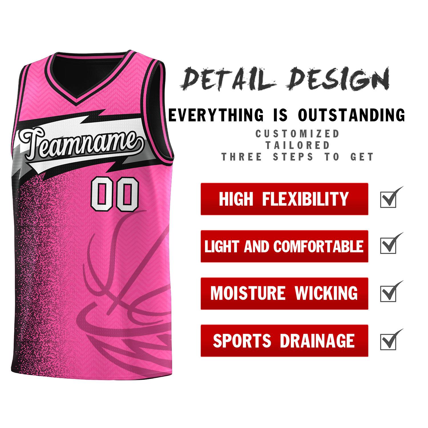 Custom Pink Dot Scatter Graffiti Pattern Sports Uniform Basketball Jersey