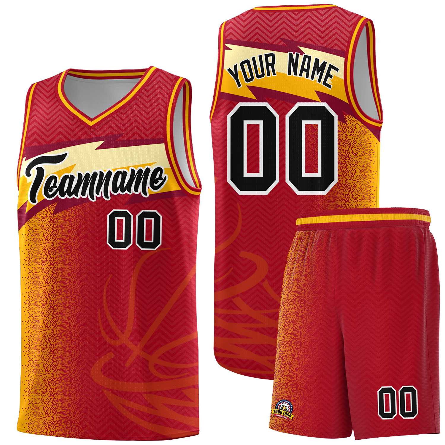 Custom Red Dot Scatter Graffiti Pattern Sports Uniform Basketball Jersey