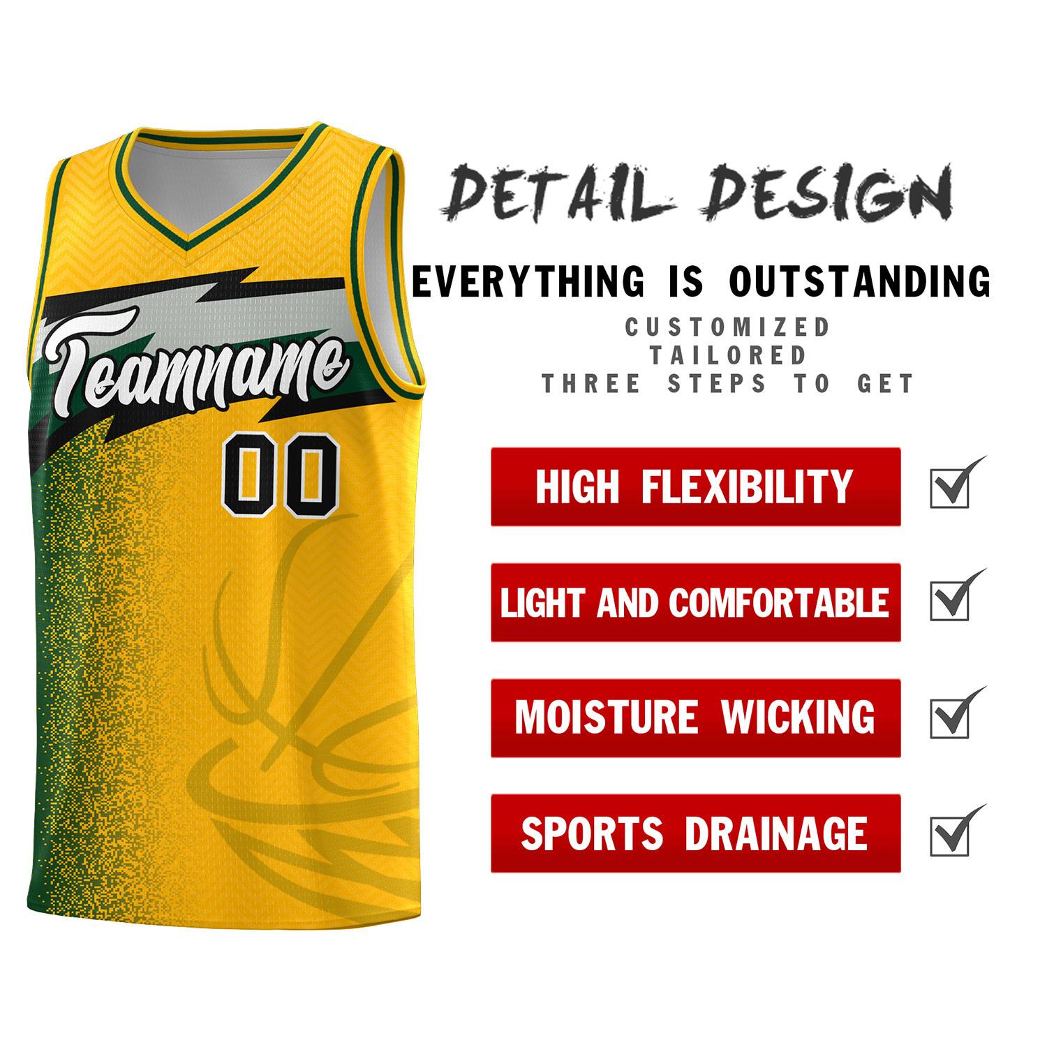 Custom Gold Dot Scatter Graffiti Pattern Sports Uniform Basketball Jersey