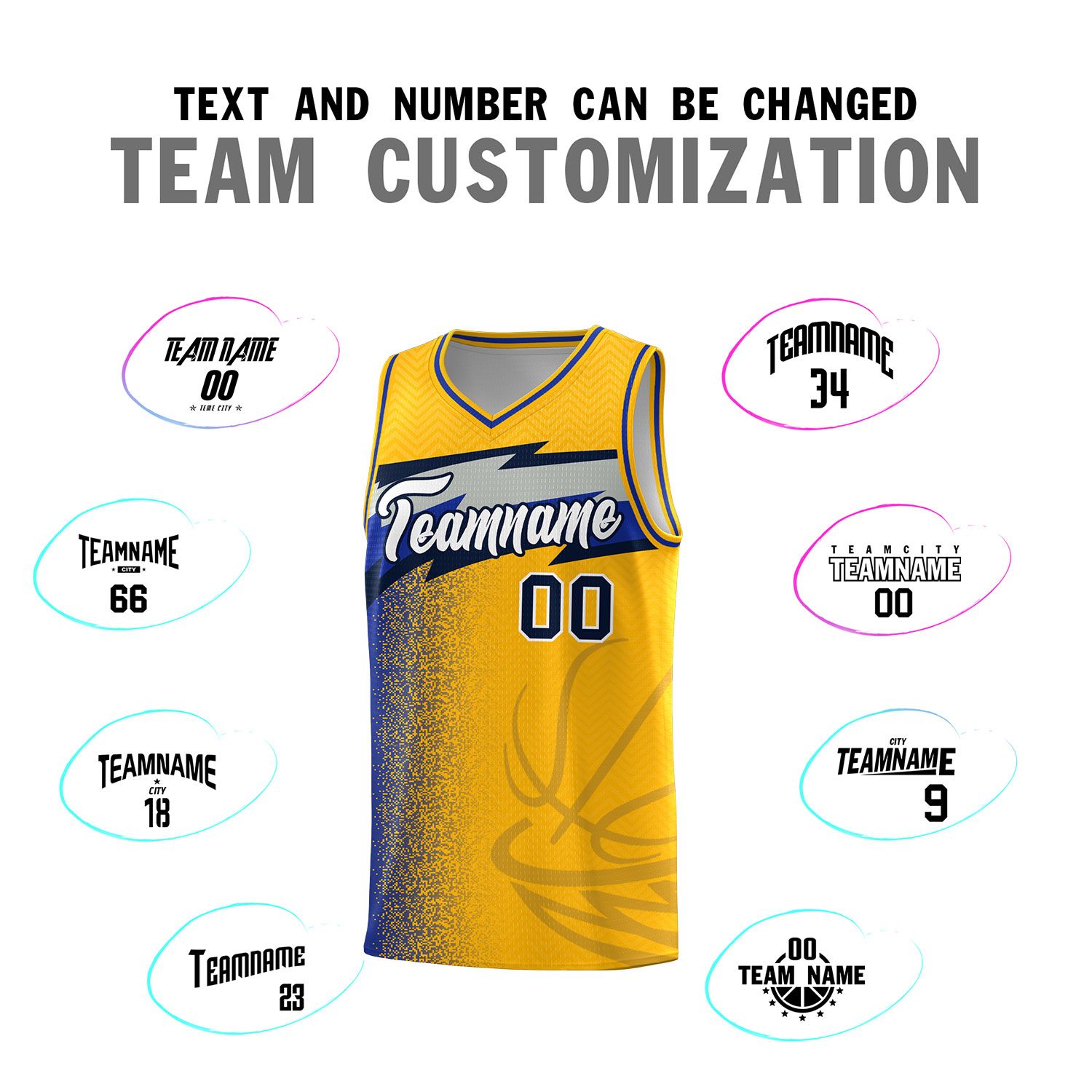 Custom Gold Dot Scatter Graffiti Pattern Sports Uniform Basketball Jersey