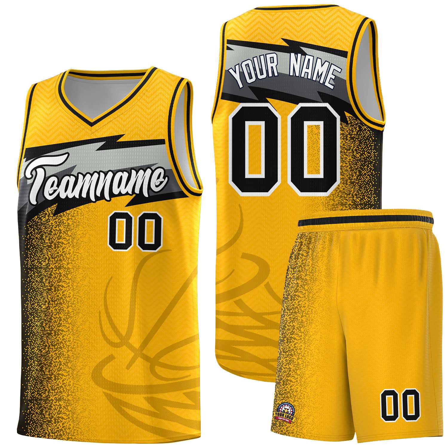 Custom Gold Dot Scatter Graffiti Pattern Sports Uniform Basketball Jersey