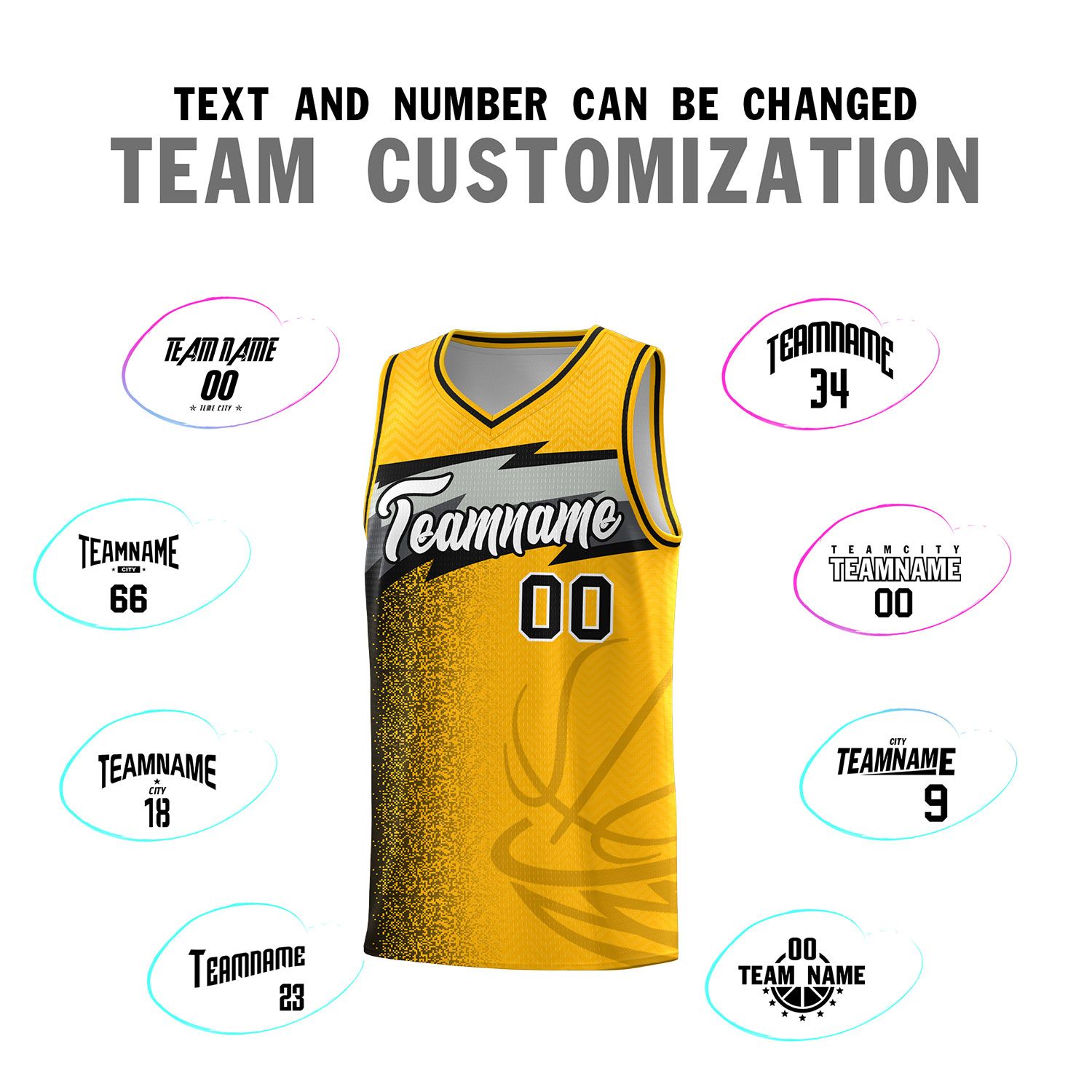 Custom Gold Dot Scatter Graffiti Pattern Sports Uniform Basketball Jersey