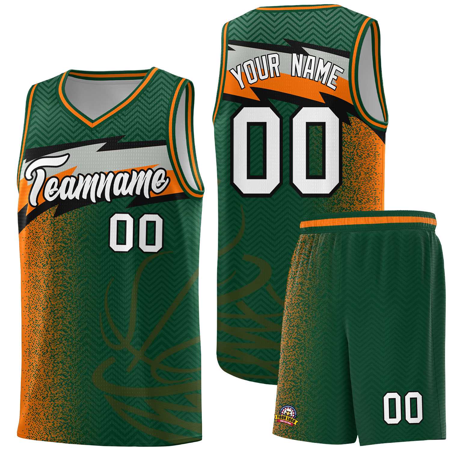 Custom Kelly Green Dot Scatter Graffiti Pattern Sports Uniform Basketball Jersey