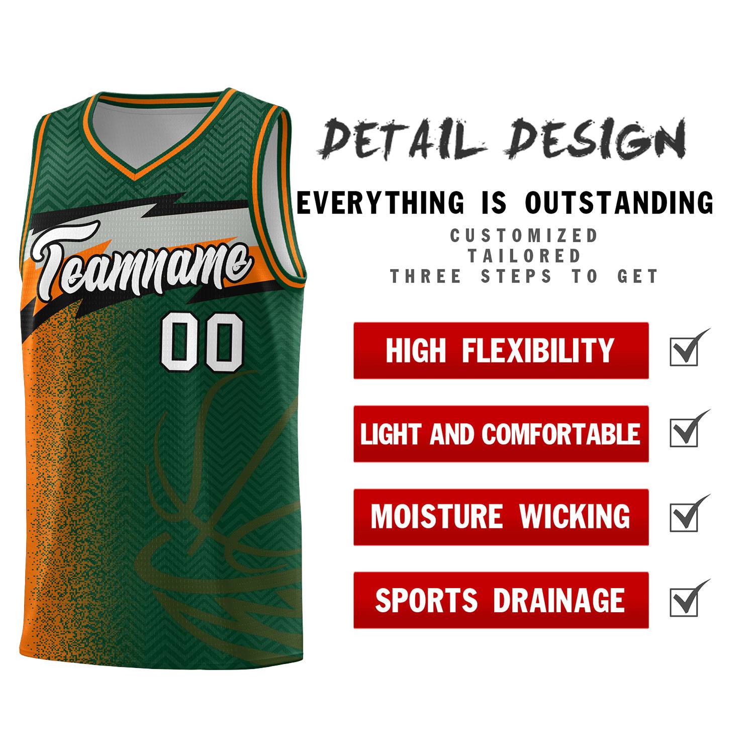 Custom Kelly Green Dot Scatter Graffiti Pattern Sports Uniform Basketball Jersey