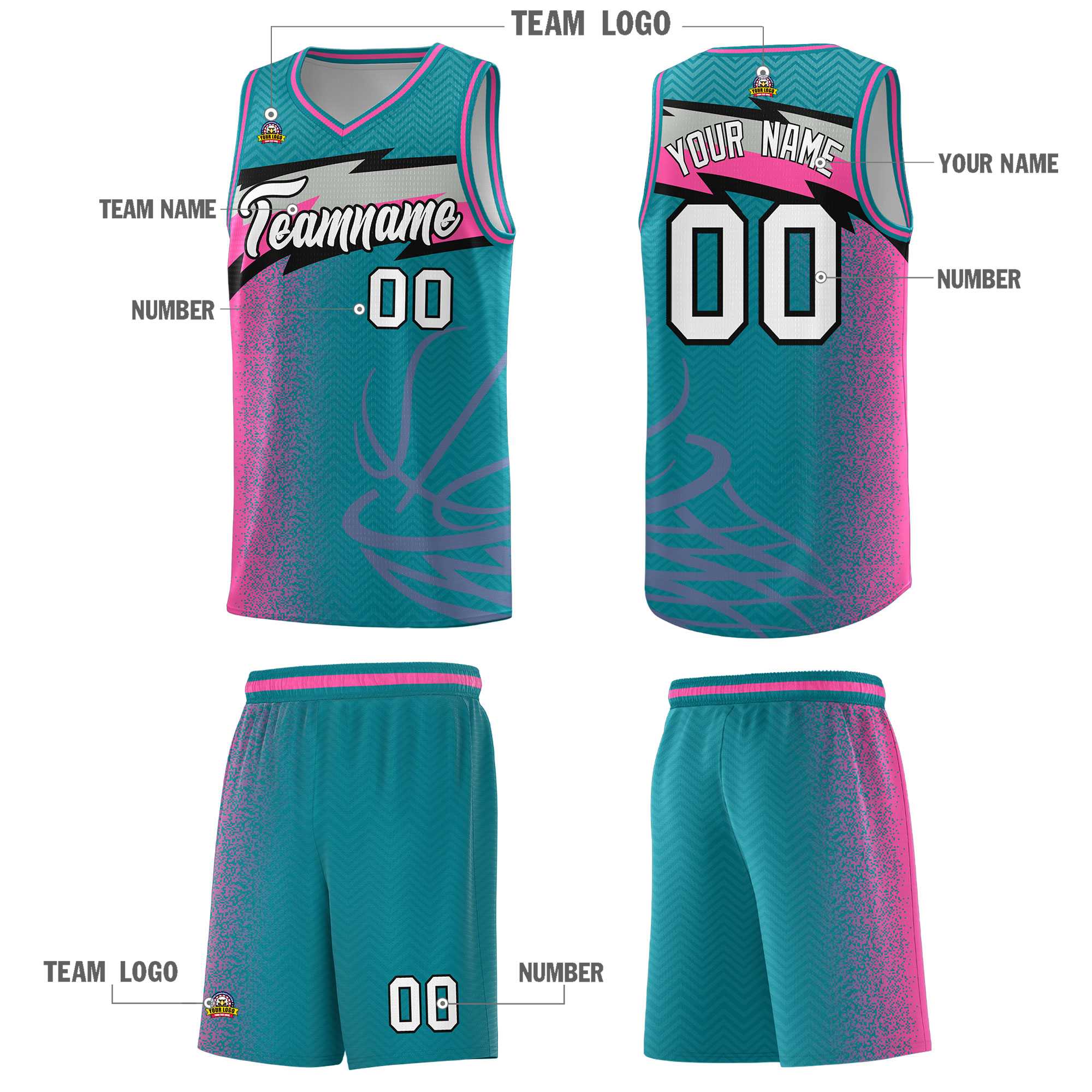 Custom Aqua Dot Scatter Graffiti Pattern Sports Uniform Basketball Jersey