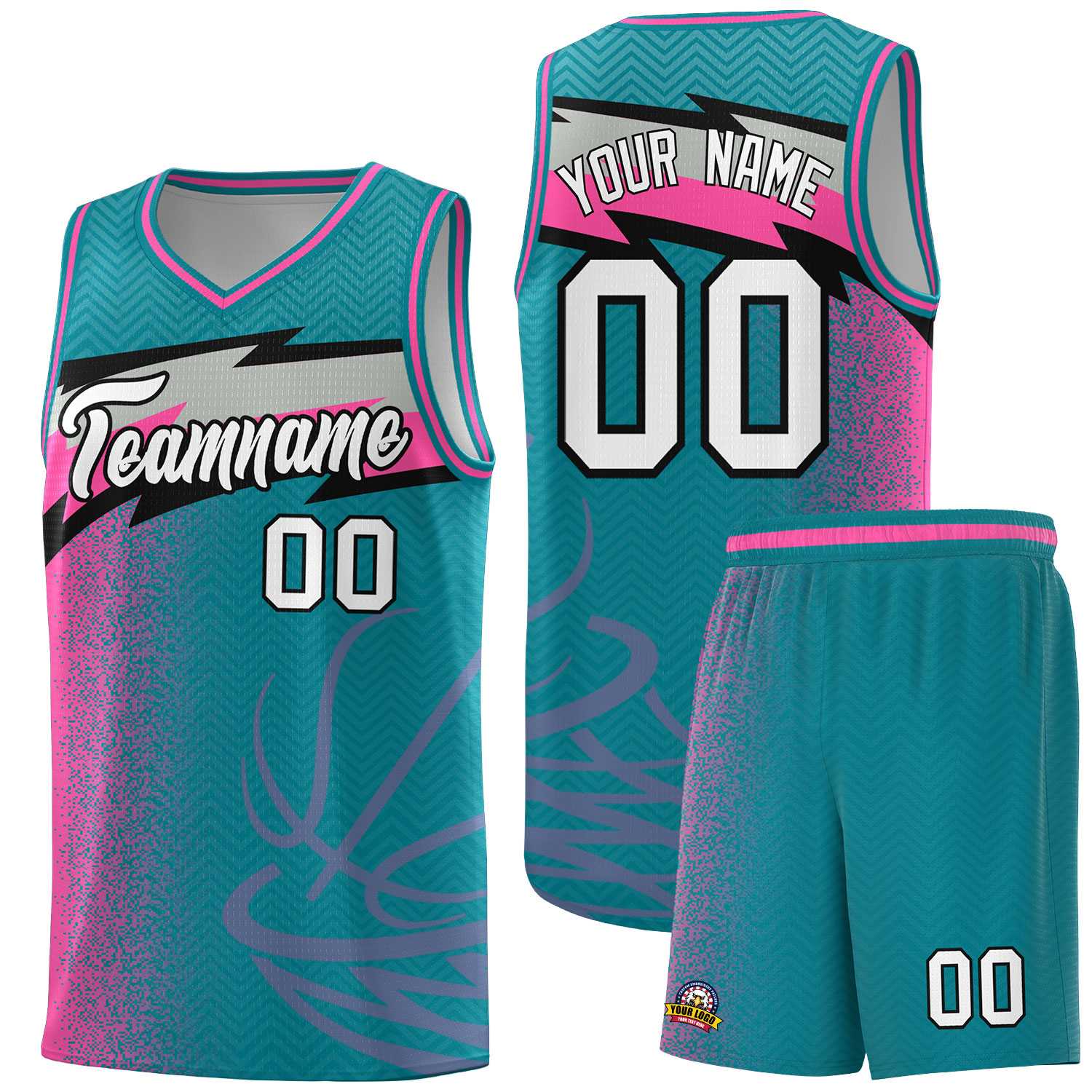 Custom Aqua Dot Scatter Graffiti Pattern Sports Uniform Basketball Jersey