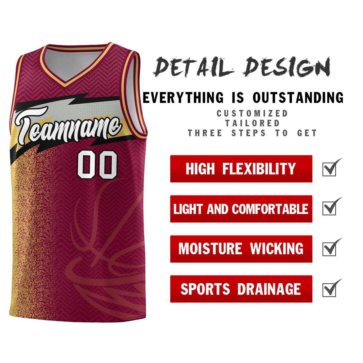 Custom Crimson Dot Scatter Graffiti Pattern Sports Uniform Basketball Jersey