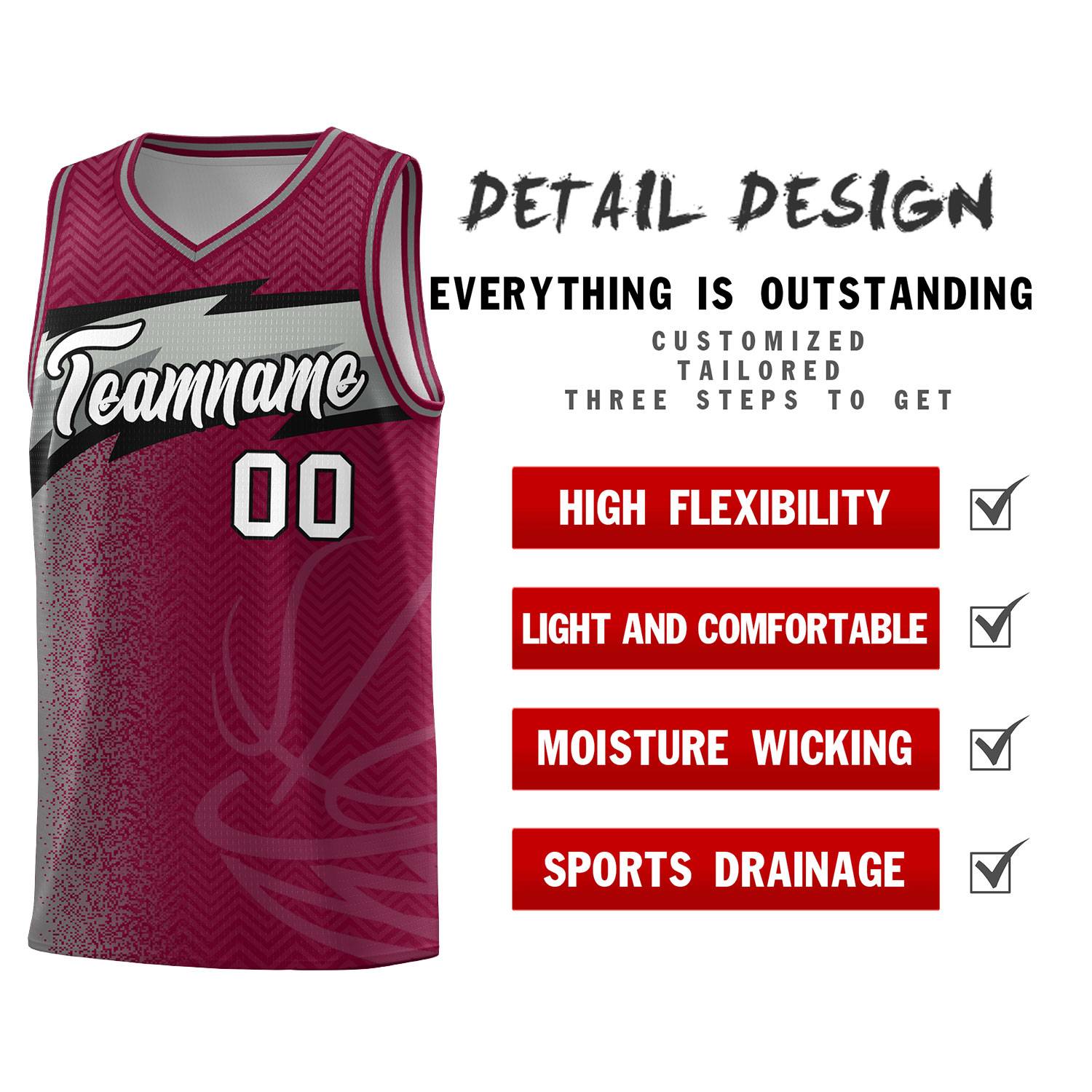 Custom Crimson Dot Scatter Graffiti Pattern Sports Uniform Basketball Jersey