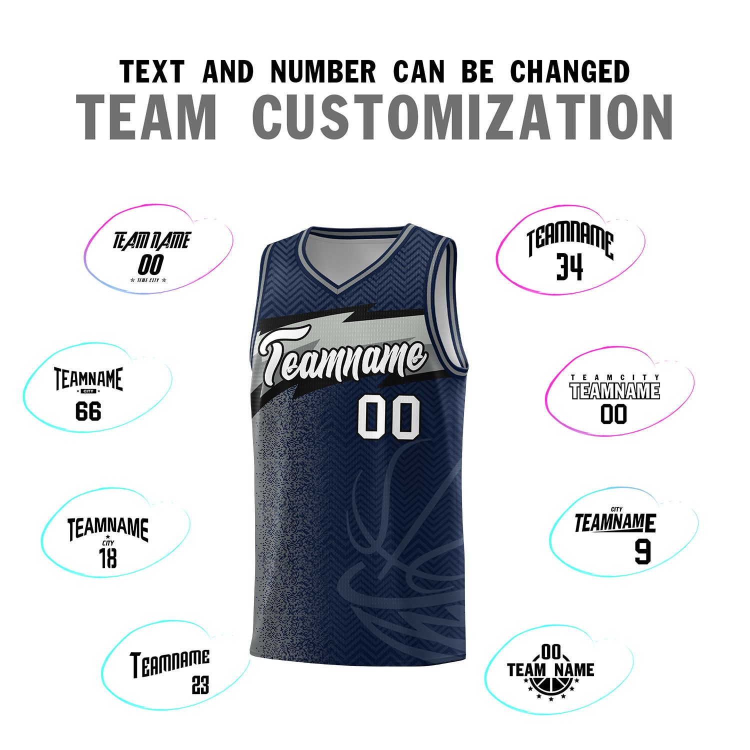 Custom Navy Dot Scatter Graffiti Pattern Sports Uniform Basketball Jersey