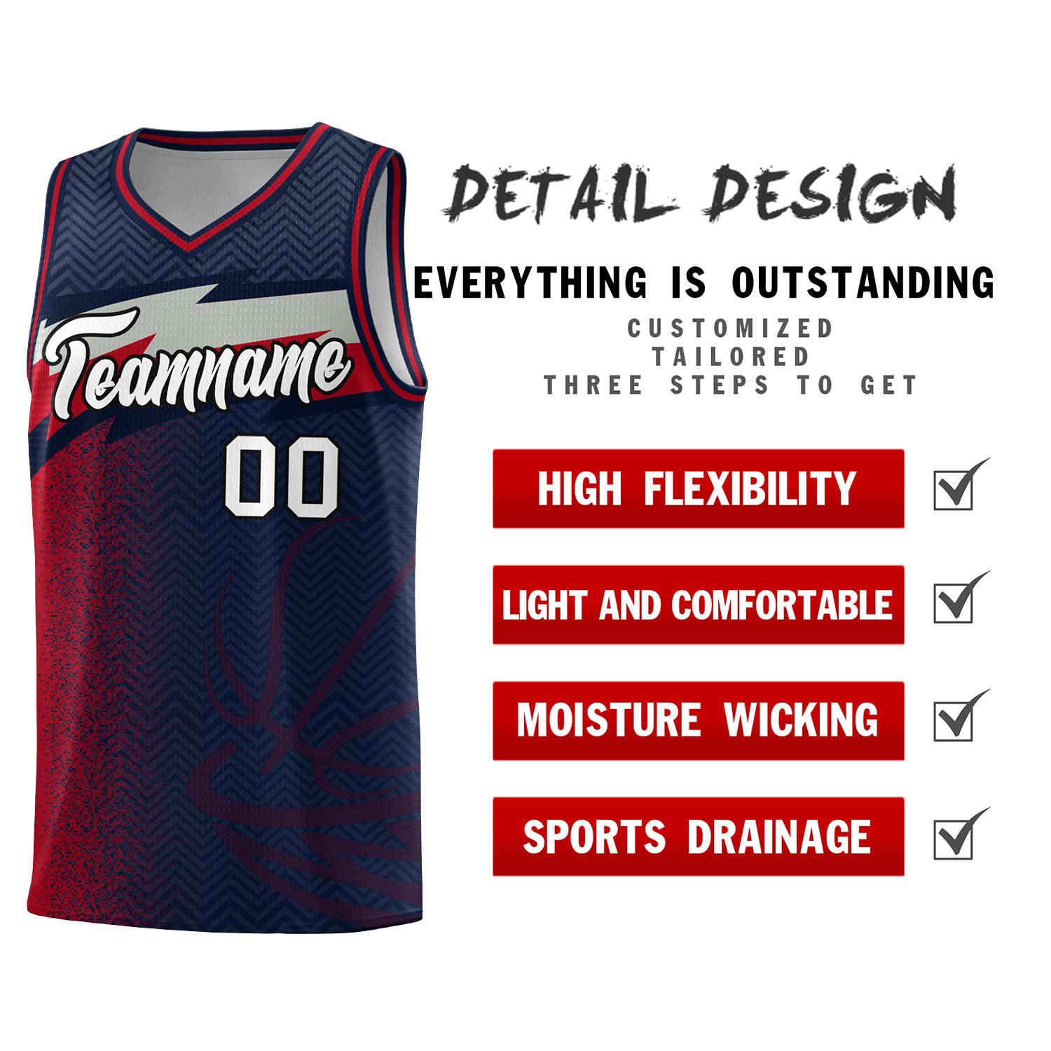 Custom Navy Dot Scatter Graffiti Pattern Sports Uniform Basketball Jersey