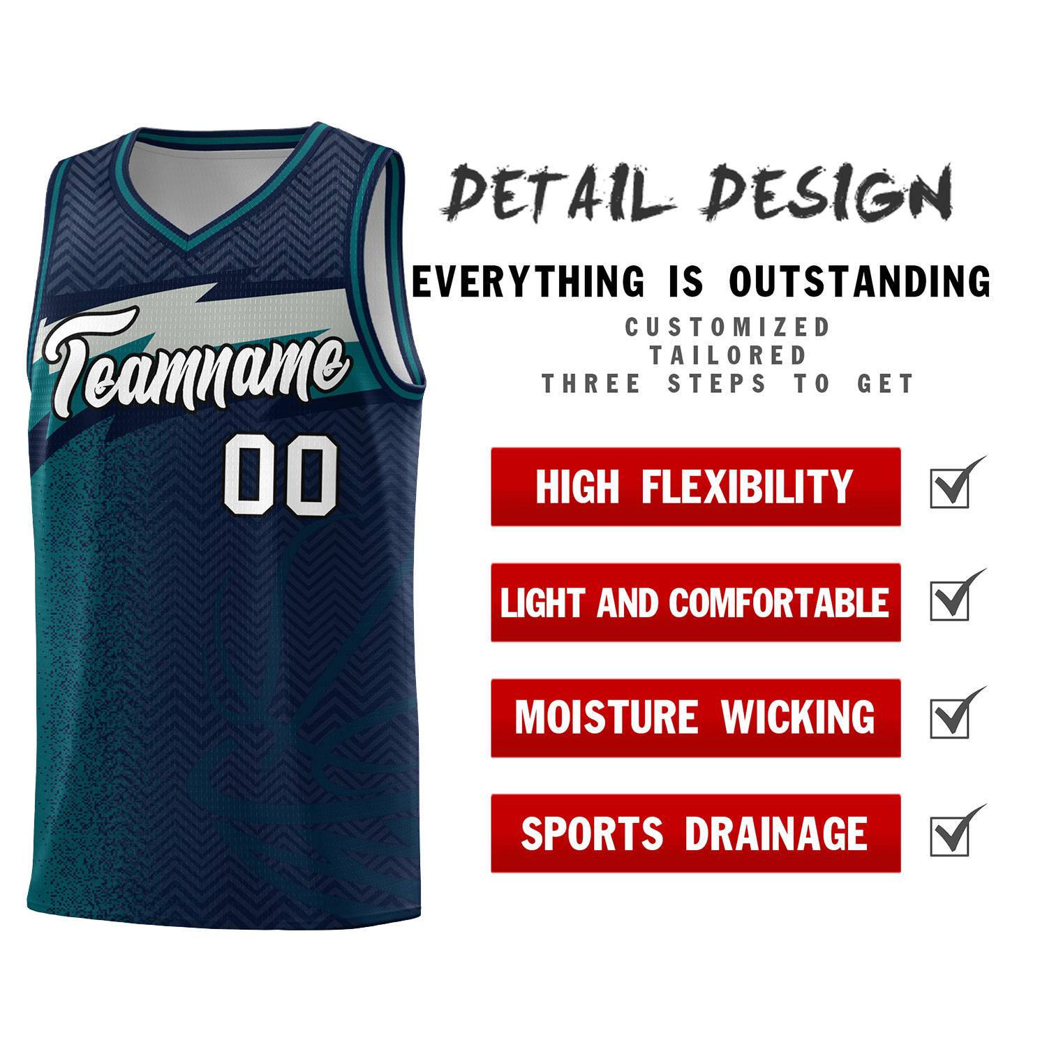 Custom Navy Dot Scatter Graffiti Pattern Sports Uniform Basketball Jersey