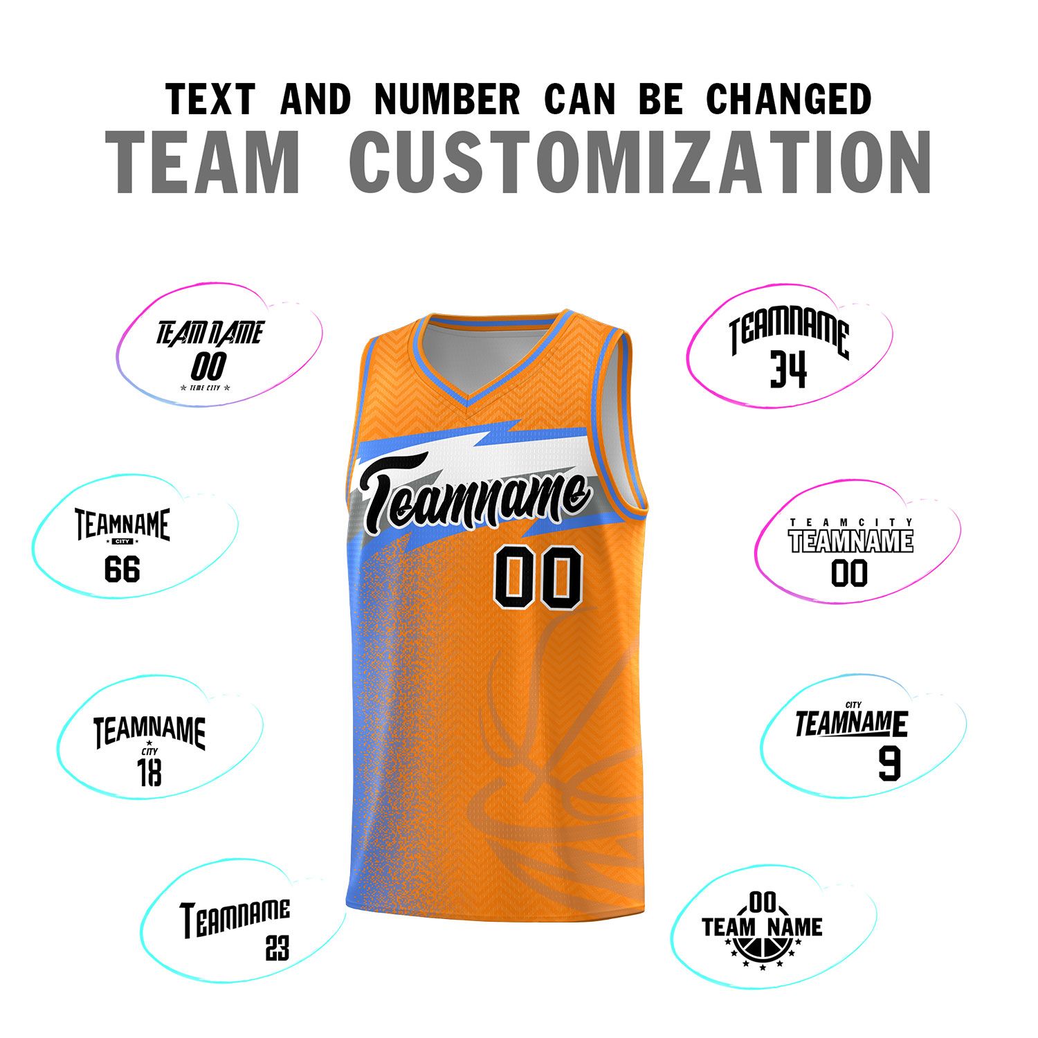 Custom Broncos Orange Dot Scatter Graffiti Pattern Sports Uniform Basketball Jersey