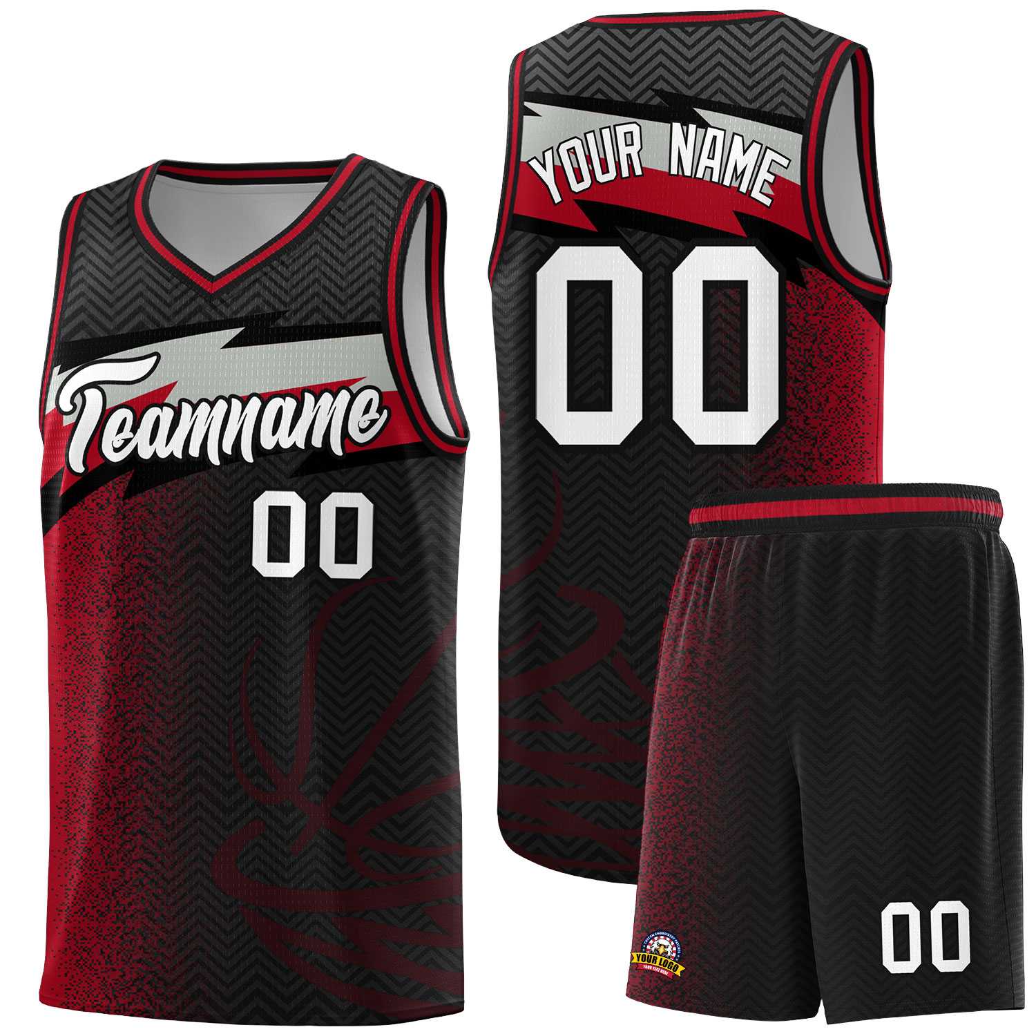 Custom Black Dot Scatter Graffiti Pattern Sports Uniform Basketball Jersey