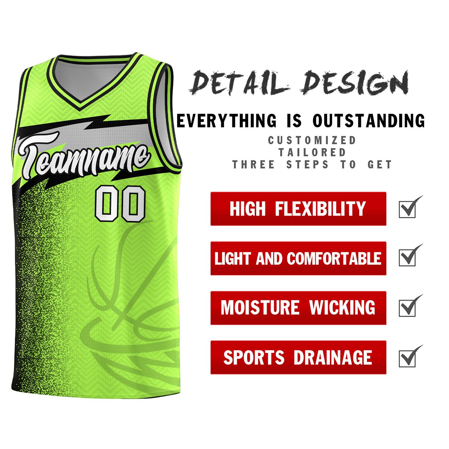 Custom Neon Green Dot Scatter Graffiti Pattern Sports Uniform Basketball Jersey