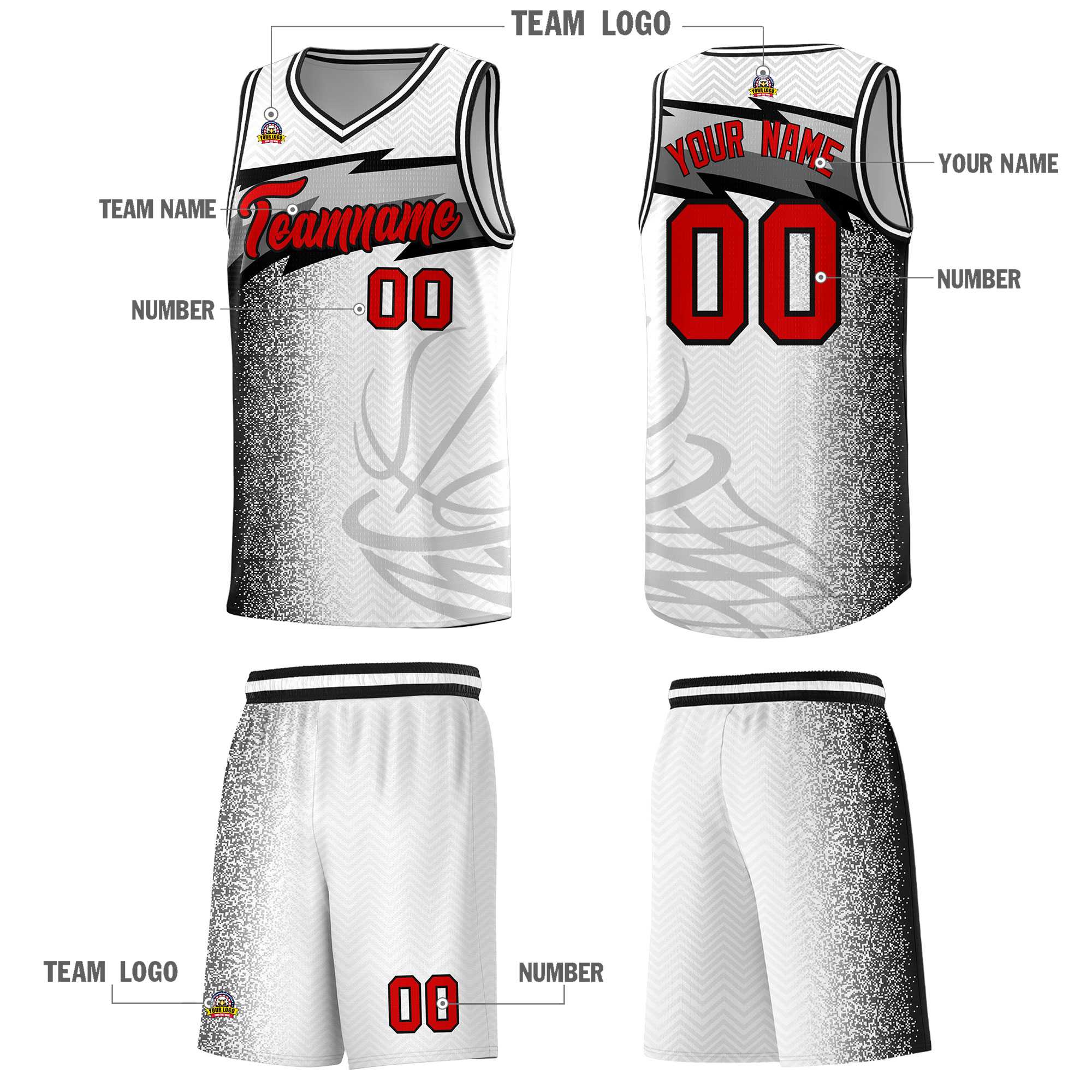 Custom White Dot Scatter Graffiti Pattern Sports Uniform Basketball Jersey