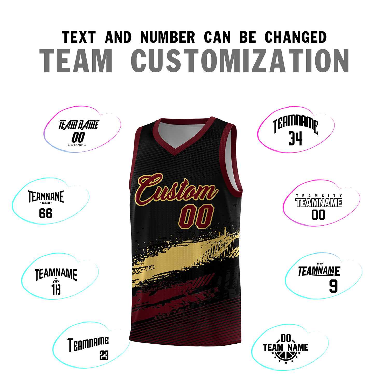 Custom Black Khaki and Red Graffiti Pattern Sports Uniform Basketball Jersey