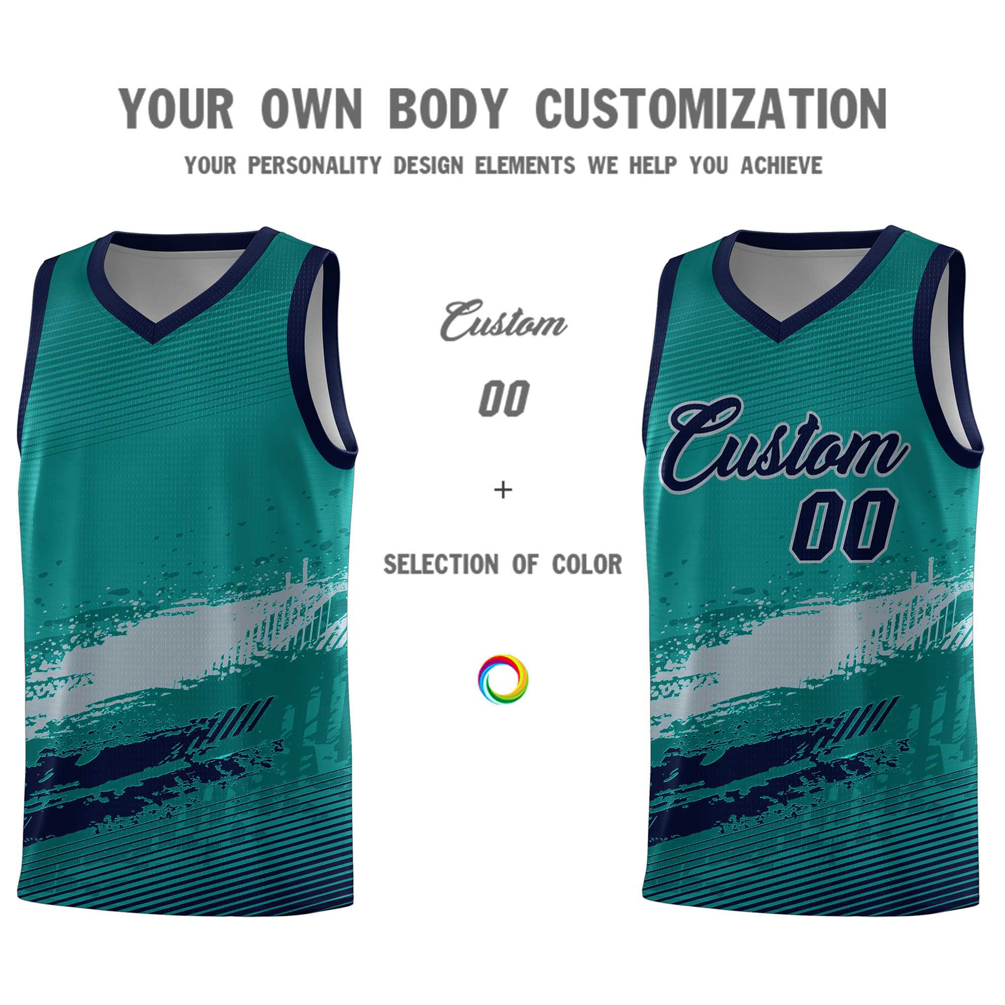 Custom Aqua Gray and Navy Graffiti Pattern Sports Uniform Basketball Jersey