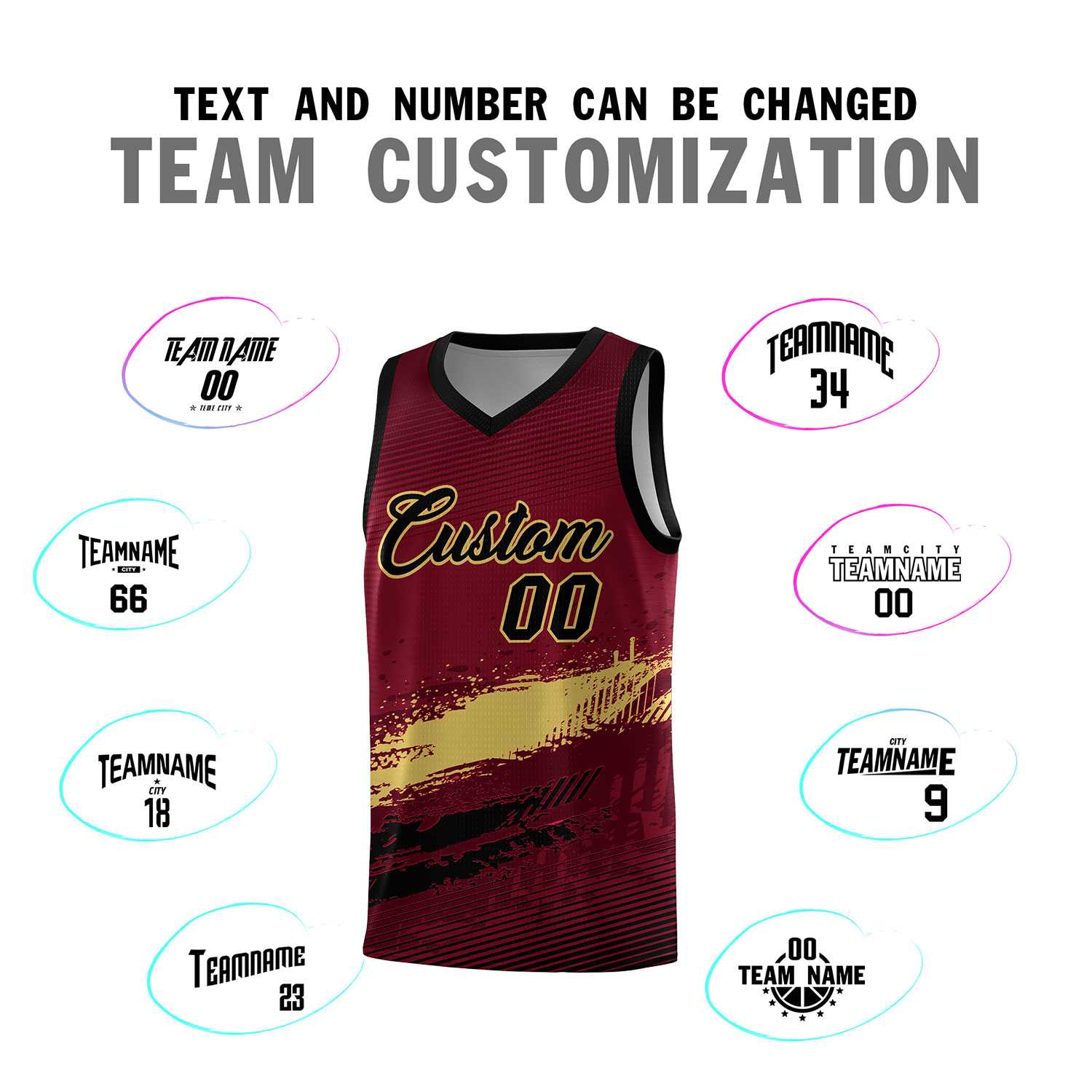 Custom Crimson Khaki and Black Graffiti Pattern Sports Uniform Basketball Jersey