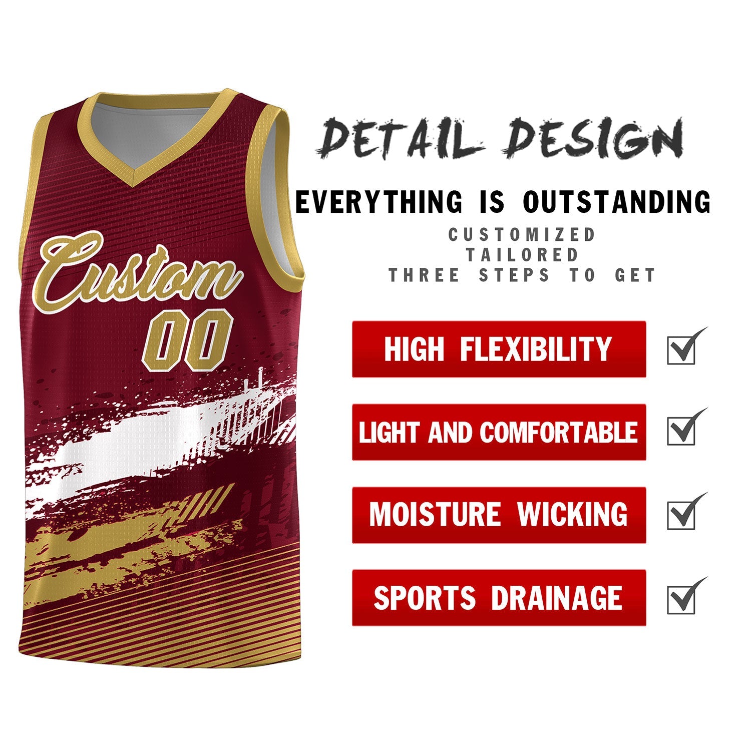 Custom Crimson White and Khaki Graffiti Pattern Sports Uniform Basketball Jersey