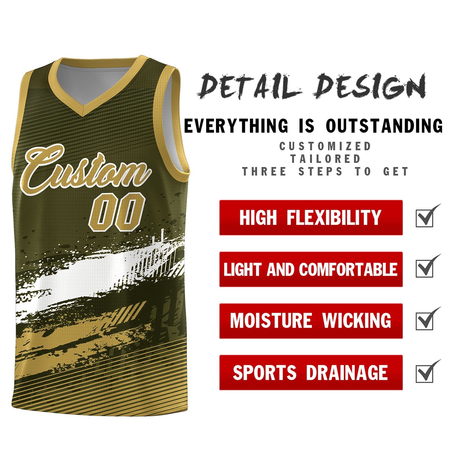 Custom Olive White and Khaki Graffiti Pattern Sports Uniform Basketball Jersey