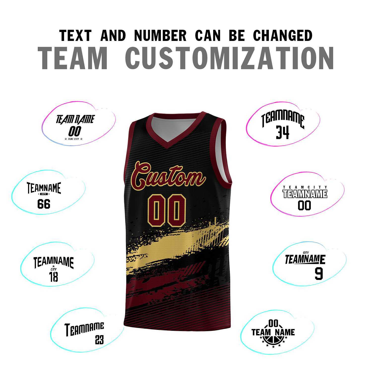 Custom Black Khaki and Red Graffiti Pattern Sports Uniform Basketball Jersey