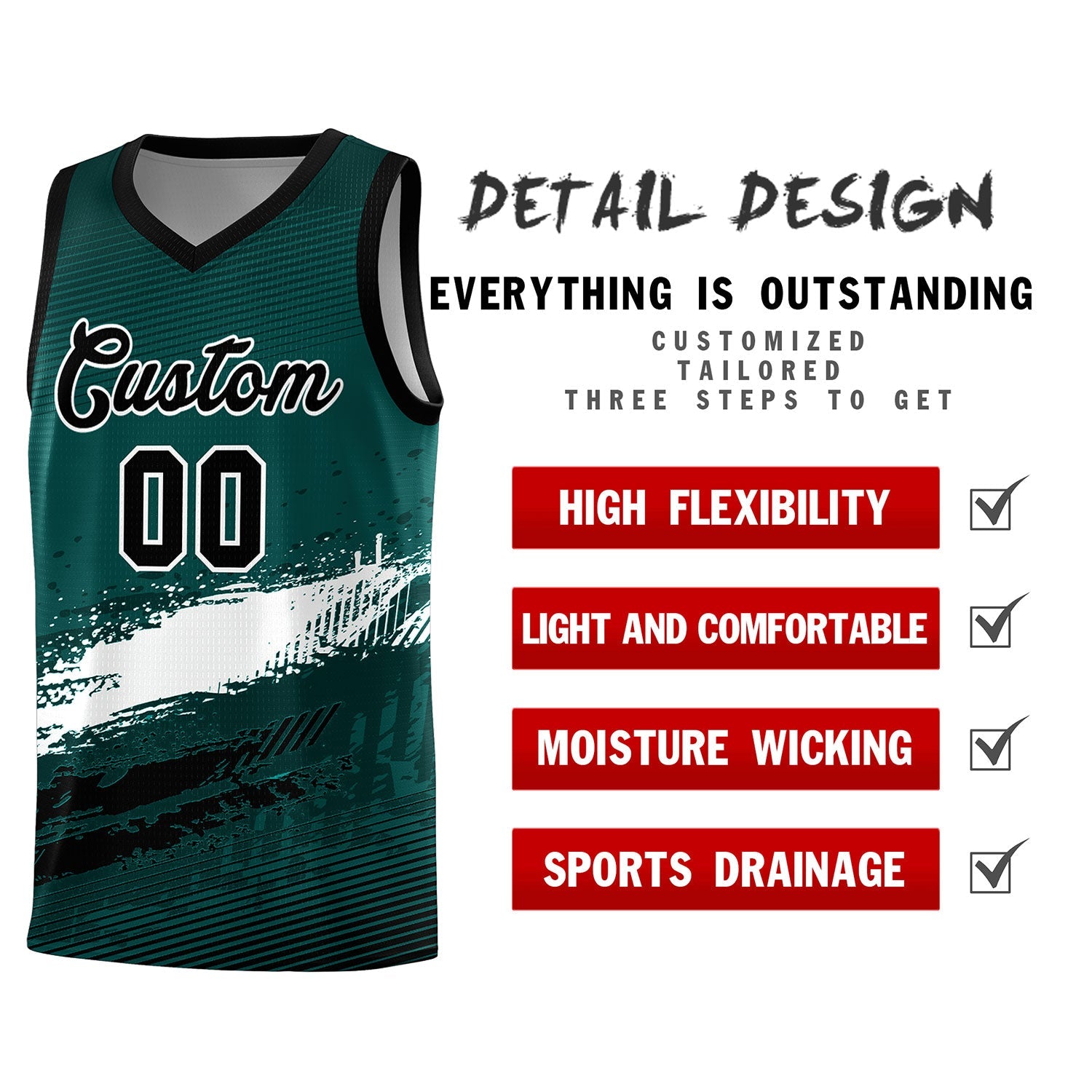 Custom Midnight Green White and Black Graffiti Pattern Sports Uniform Basketball Jersey