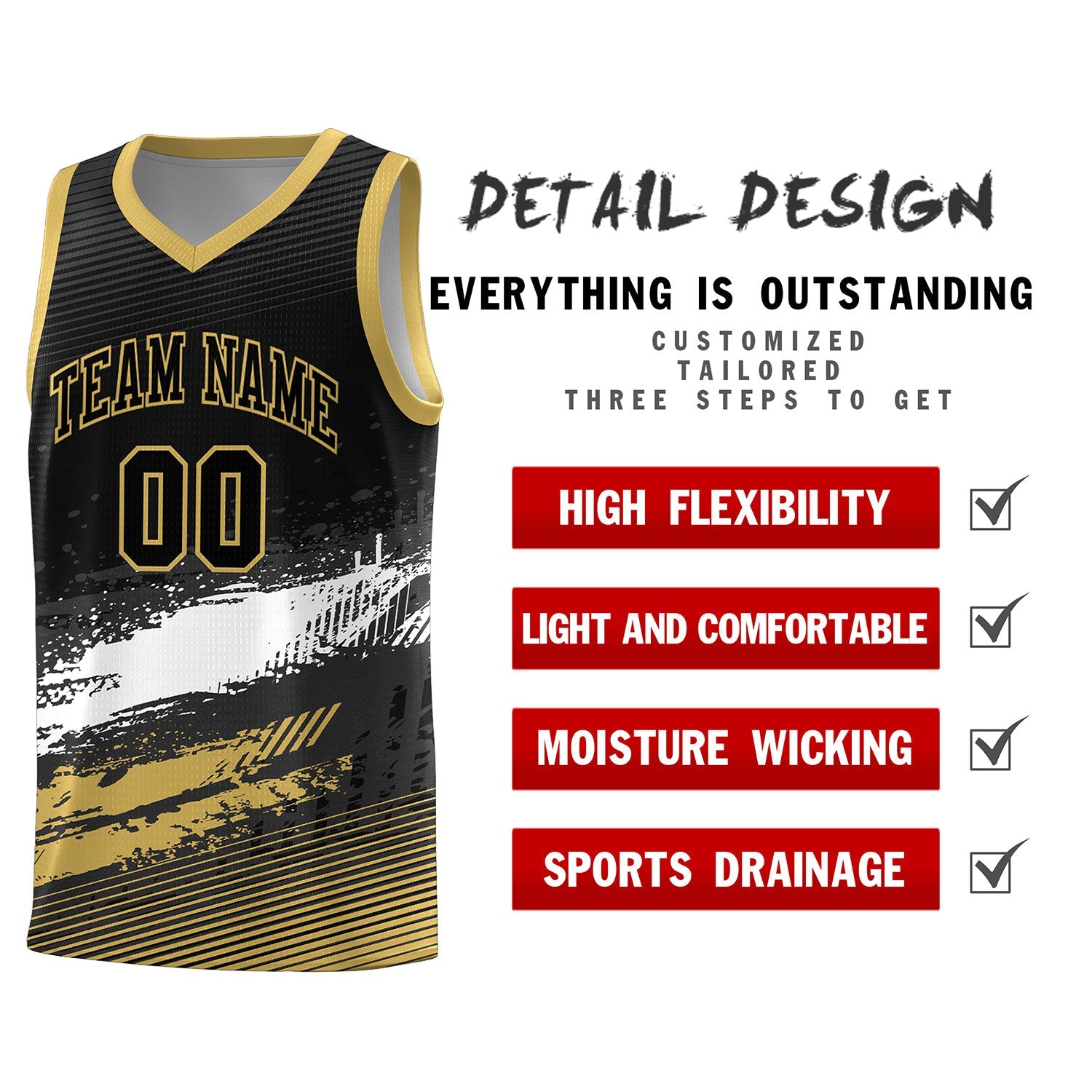 Custom Black White and Khaki Graffiti Pattern Sports Uniform Basketball Jersey