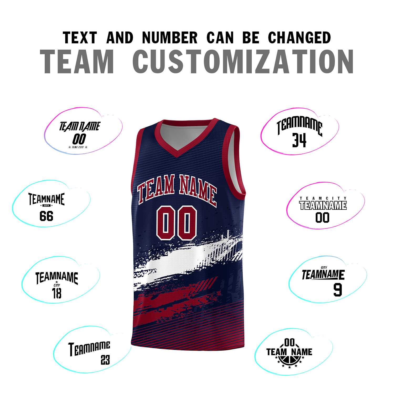 Custom Navy White and Crimson Graffiti Pattern Sports Uniform Basketball Jersey