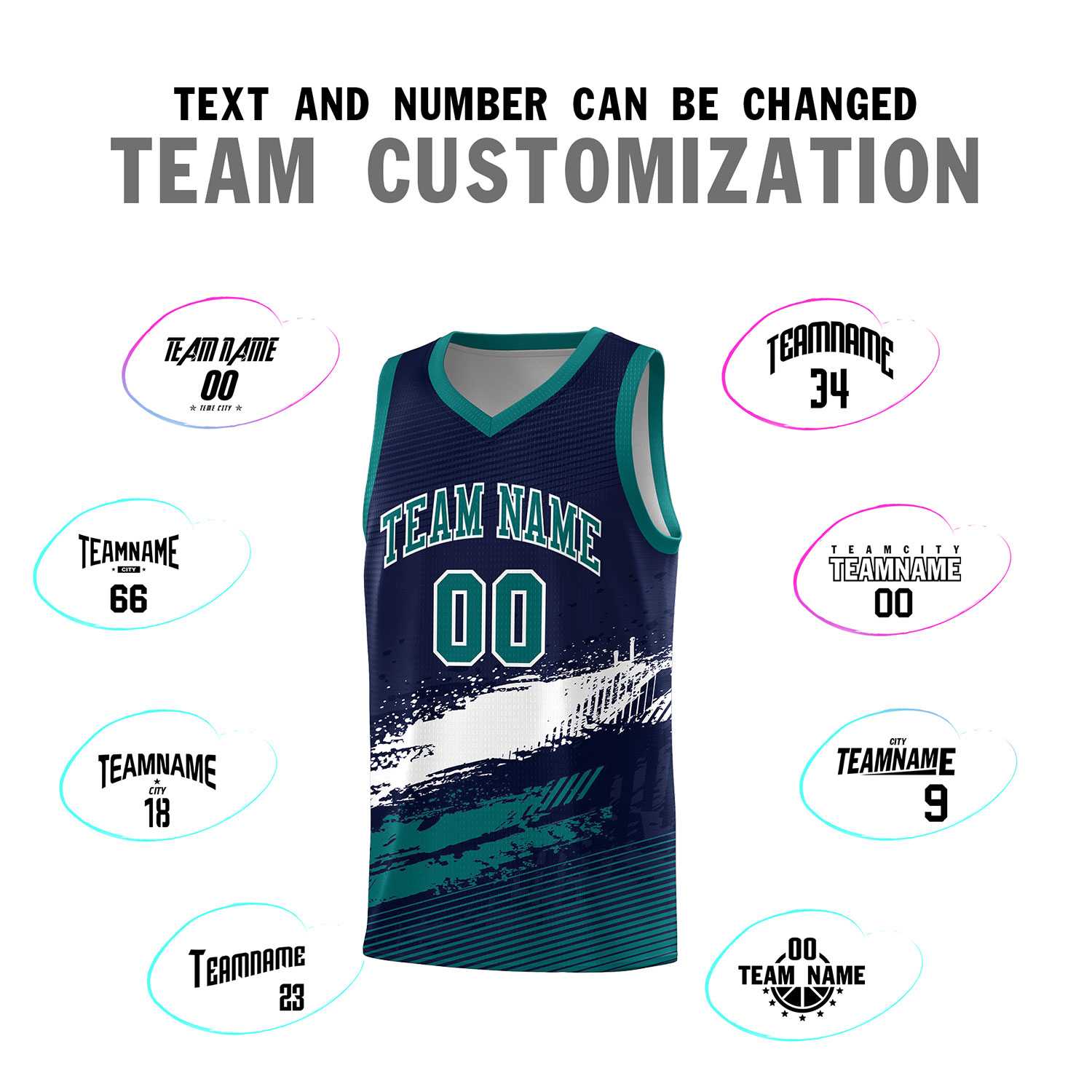 Custom Navy White and Aqua Graffiti Pattern Sports Uniform Basketball Jersey