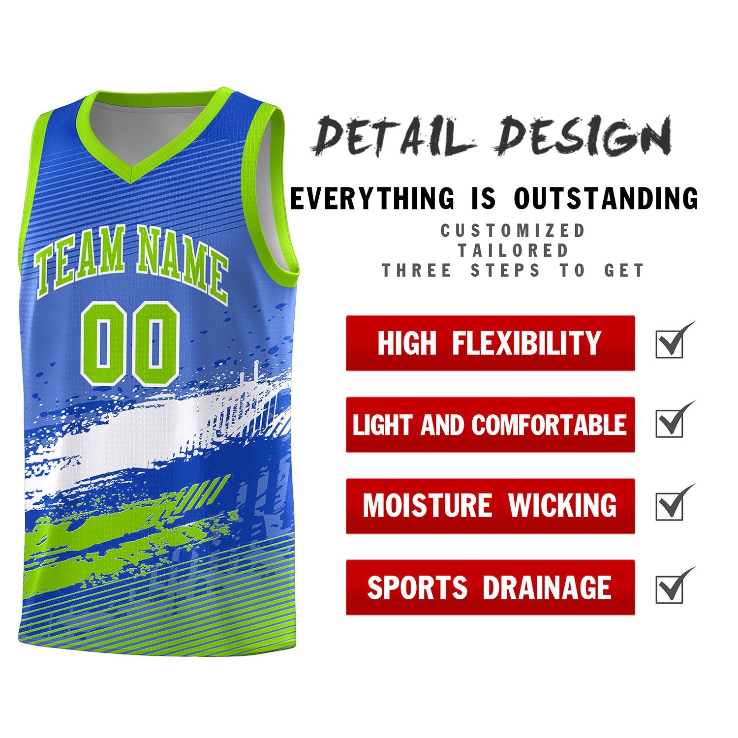 Custom Royal White and Neon Green Graffiti Pattern Sports Uniform Basketball Jersey