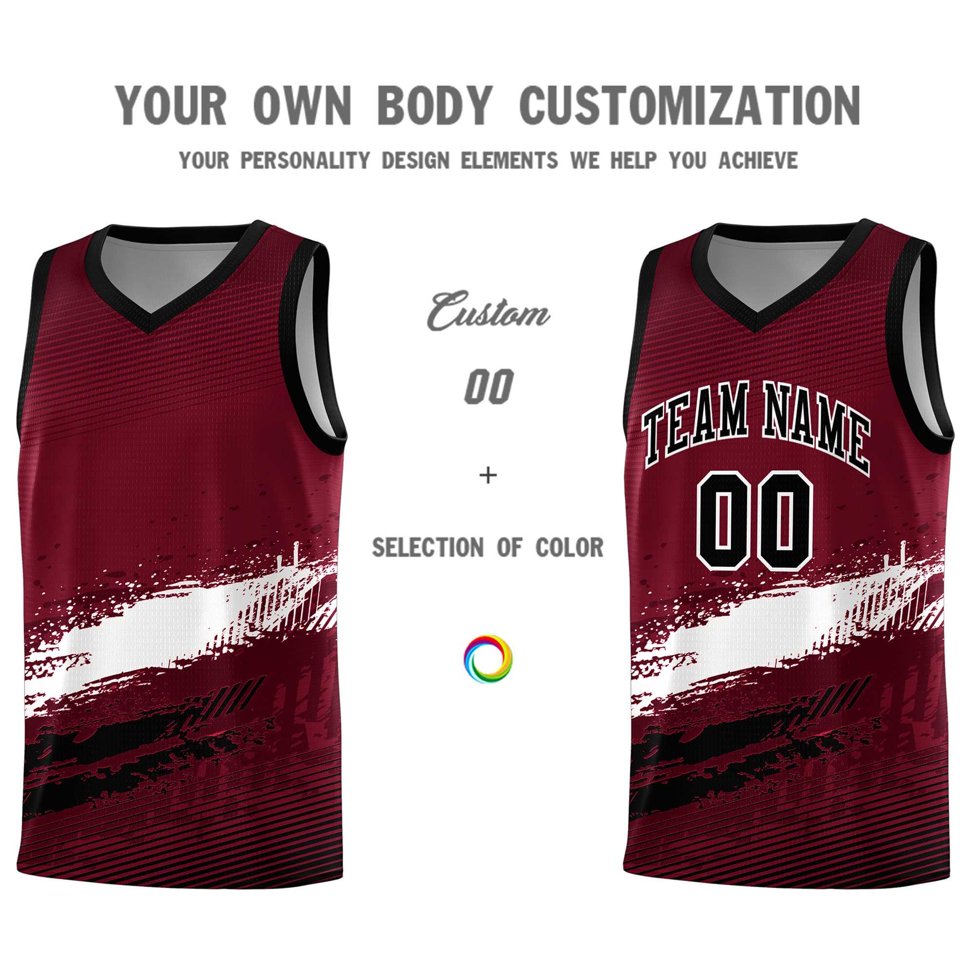 Custom Crimson White and Black Graffiti Pattern Sports Uniform Basketball Jersey