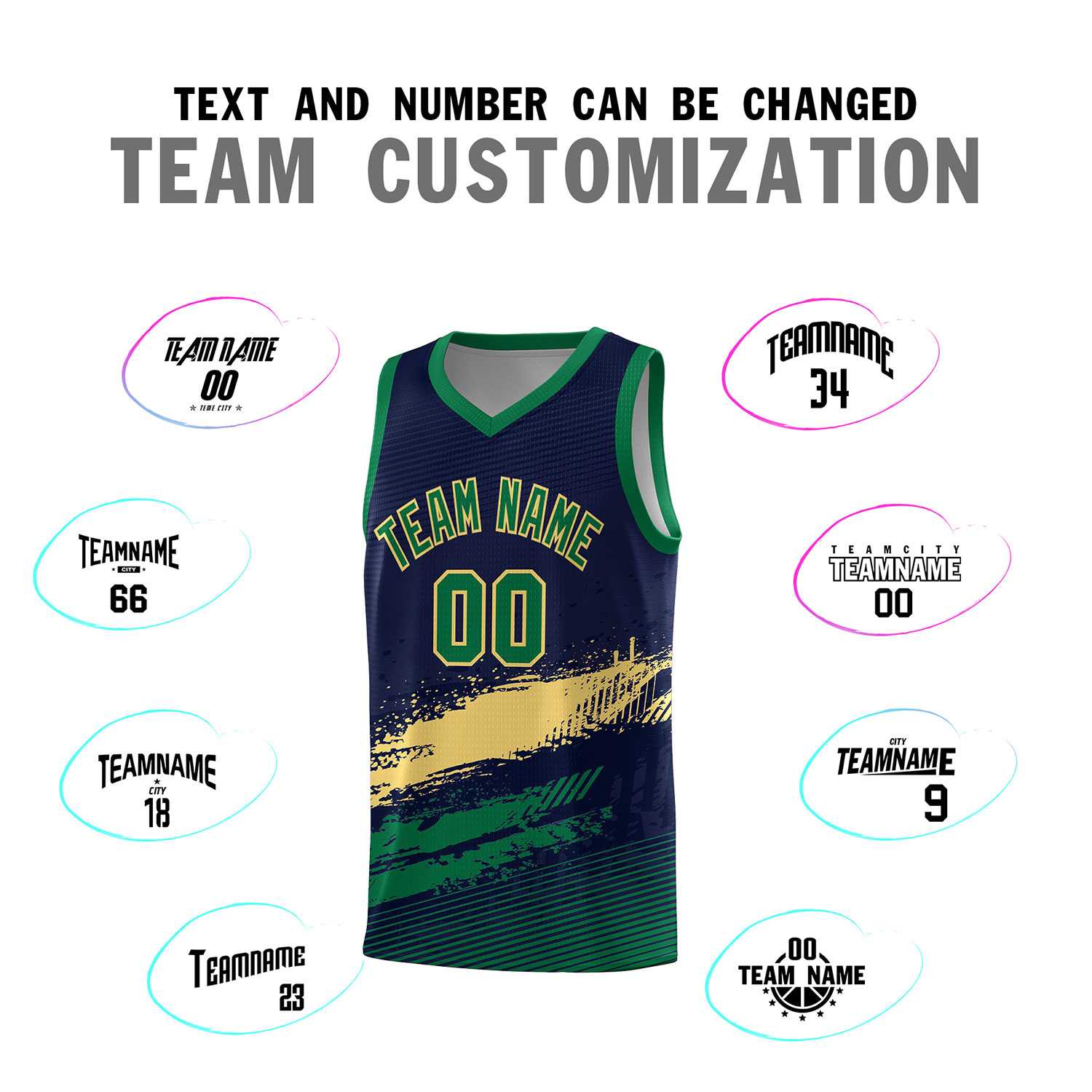 Custom Navy Khaki and Kelly Green Graffiti Pattern Sports Uniform Basketball Jersey