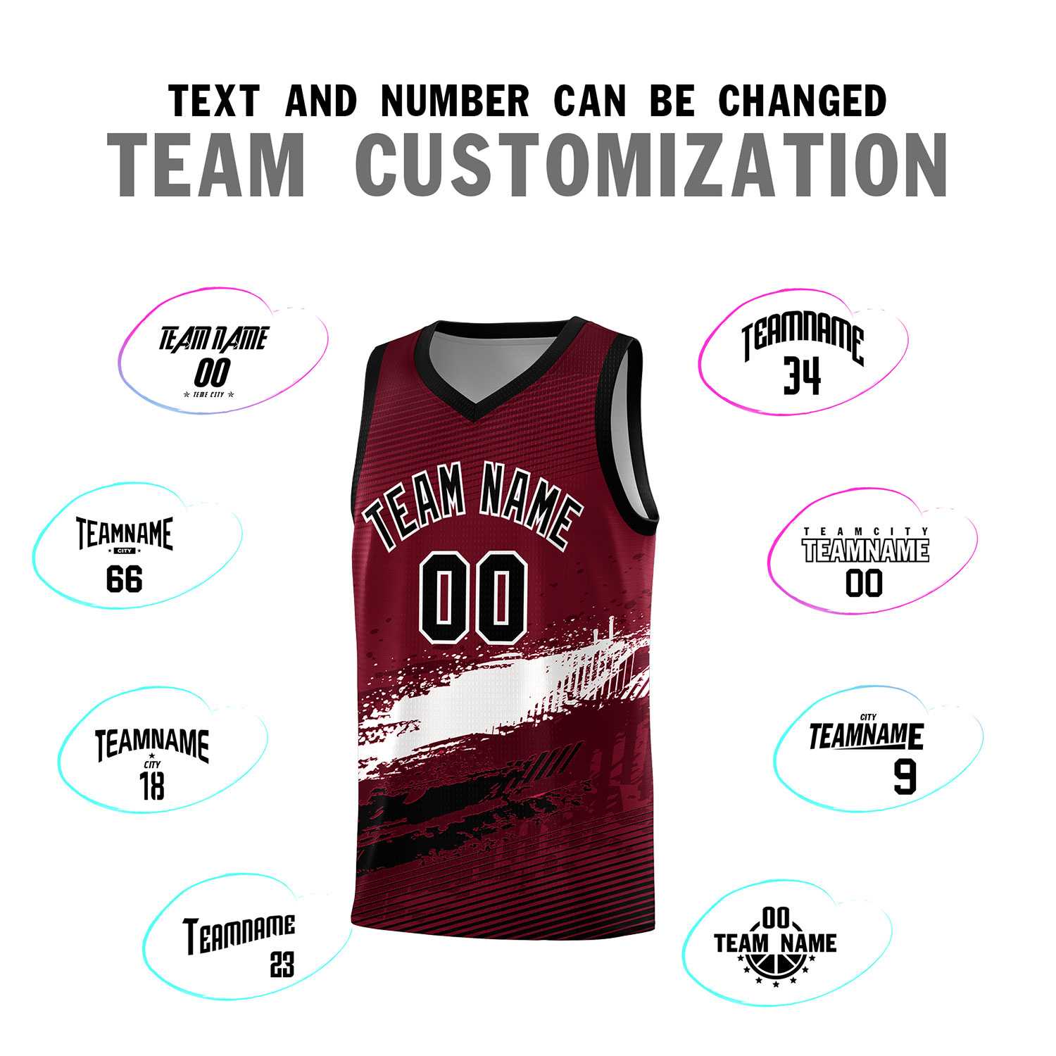 Custom Crimson White and Black Graffiti Pattern Sports Uniform Basketball Jersey