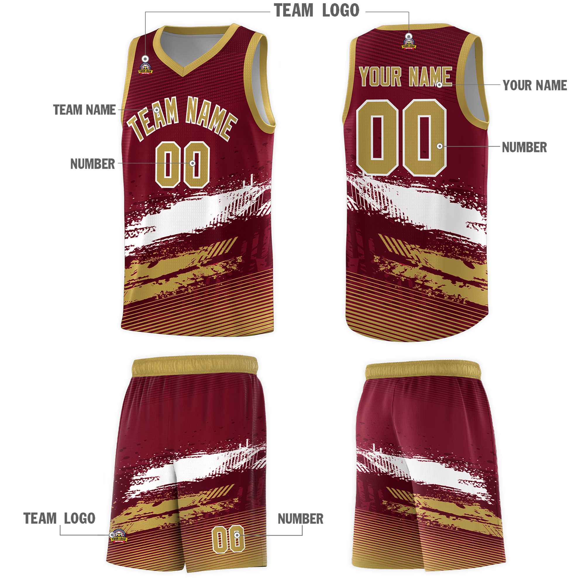 Custom Crimson White and Khaki Graffiti Pattern Sports Uniform Basketball Jersey