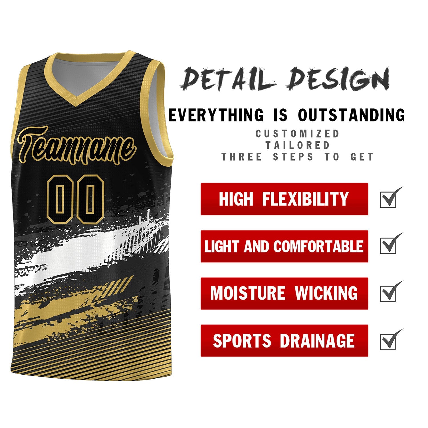 Custom Black White and Khaki Graffiti Pattern Sports Uniform Basketball Jersey