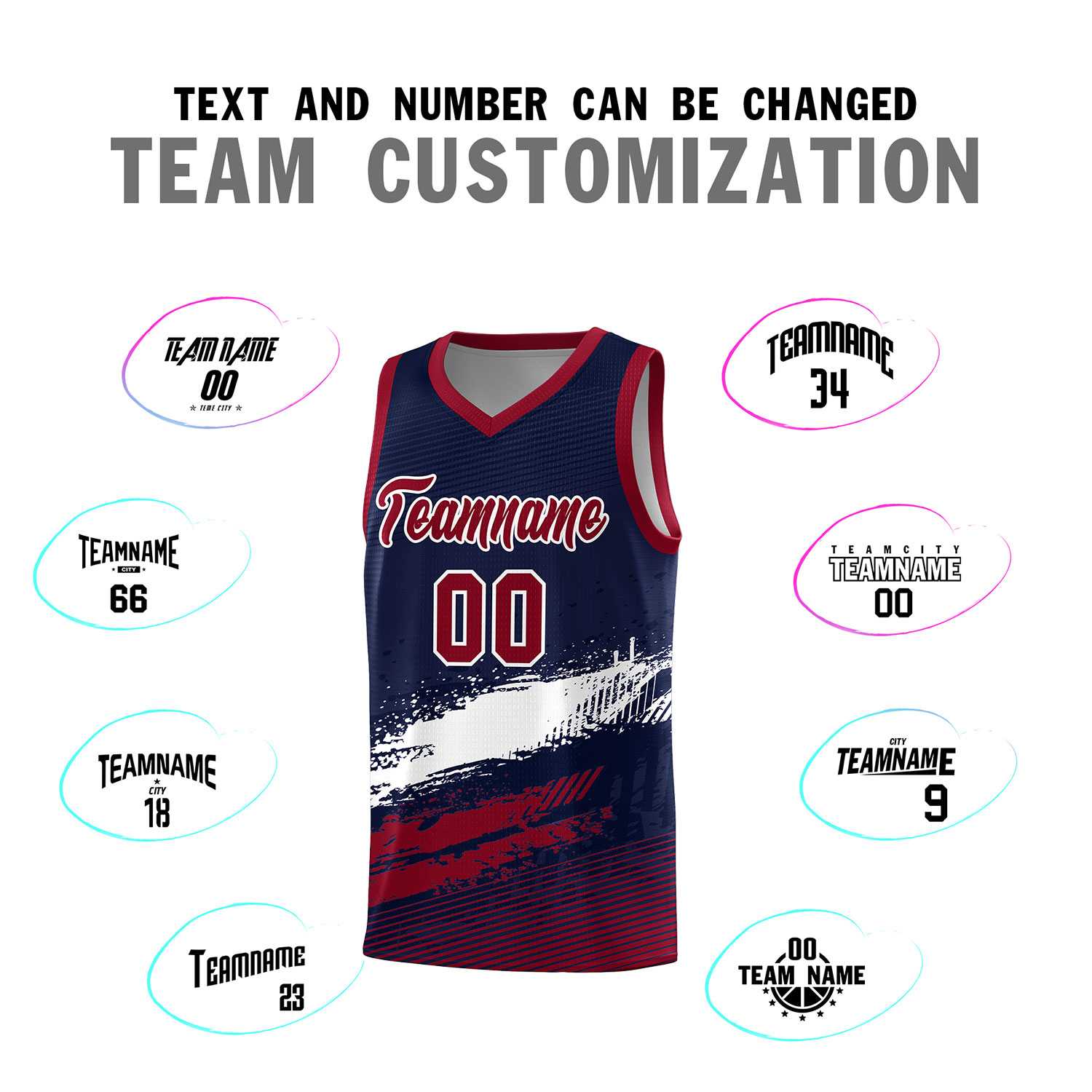 Custom Navy White and Crimson Graffiti Pattern Sports Uniform Basketball Jersey