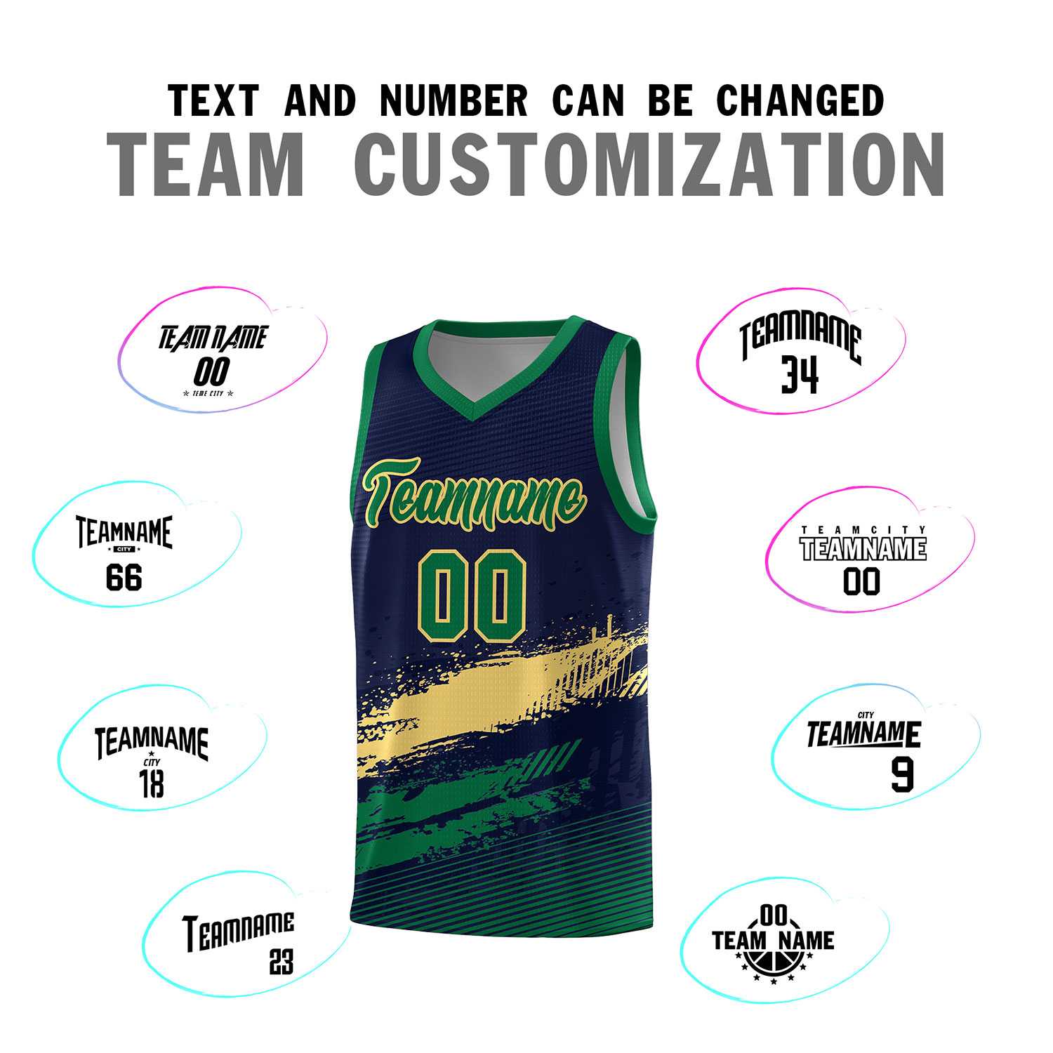 Custom Navy Khaki and Kelly Green Graffiti Pattern Sports Uniform Basketball Jersey