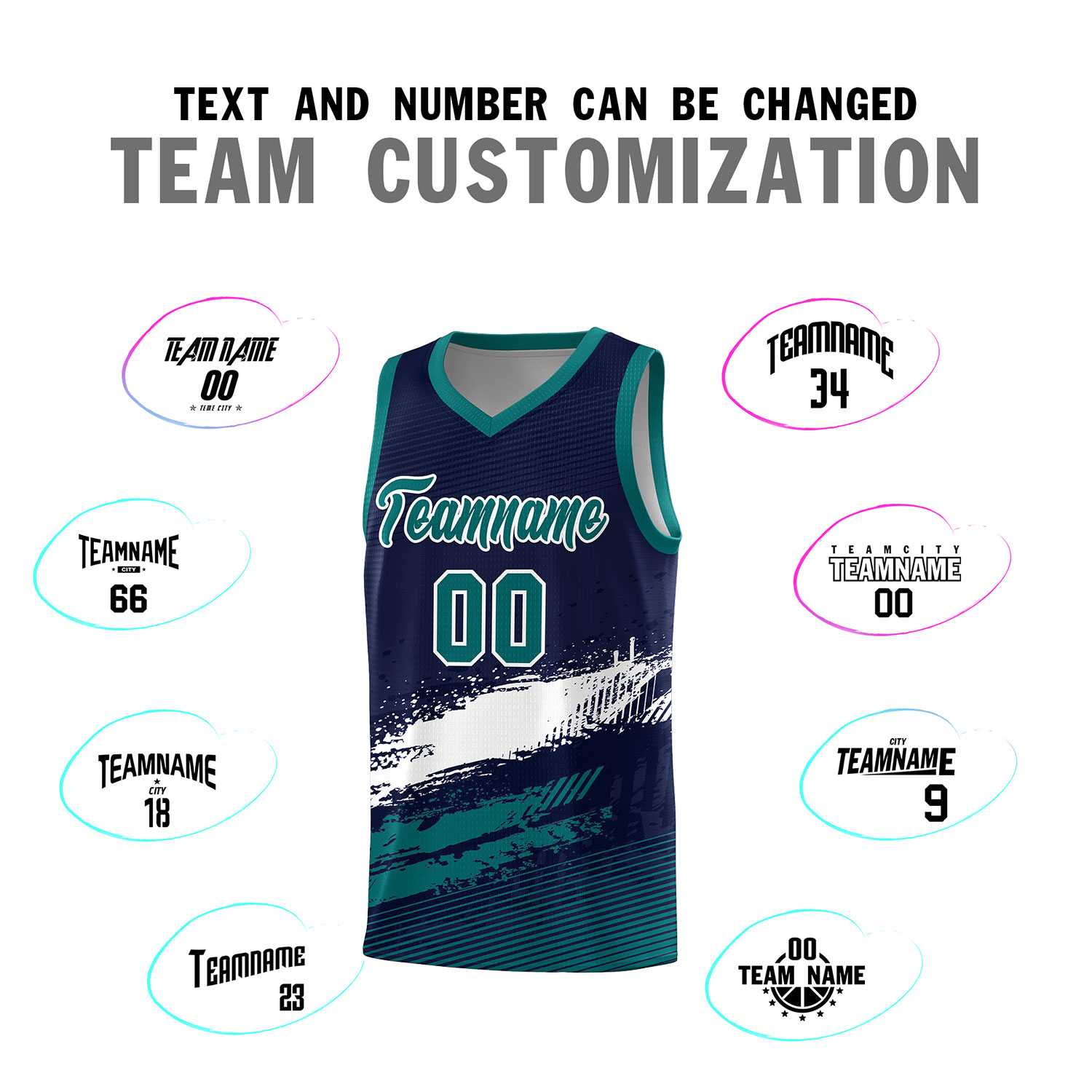 Custom Navy White and Aqua Graffiti Pattern Sports Uniform Basketball Jersey