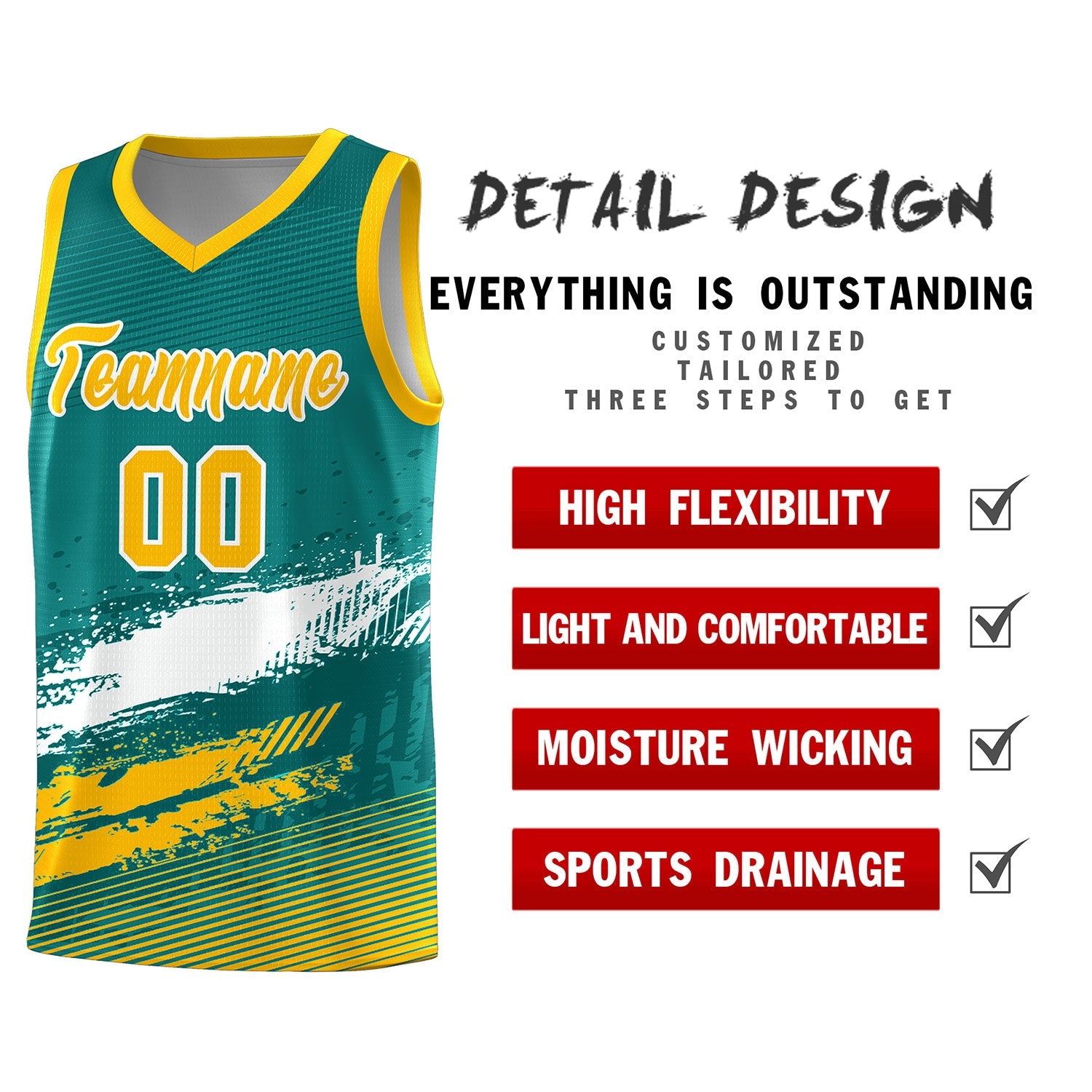 Custom Aqua White and Yellow Graffiti Pattern Sports Uniform Basketball Jersey