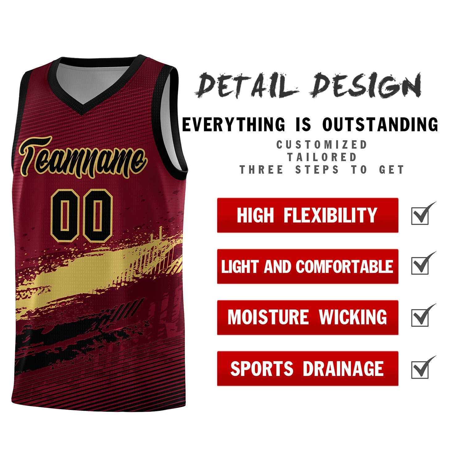 Custom Crimson Khaki and Black Graffiti Pattern Sports Uniform Basketball Jersey