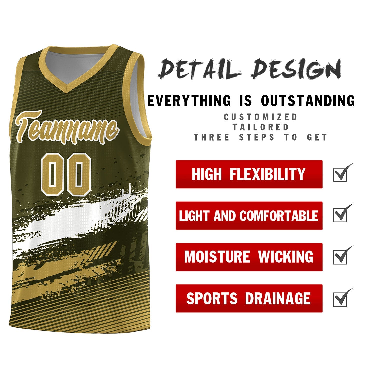 Custom Olive White and Khaki Graffiti Pattern Sports Uniform Basketball Jersey