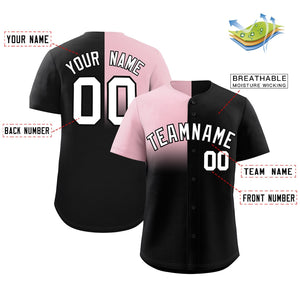 Custom Black Light Pink Personalized Half Gradient Design Authentic Baseball Jersey