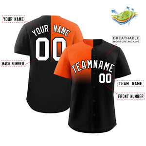 Custom Black Orange Personalized Half Gradient Design Authentic Baseball Jersey