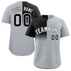 Custom Gray Black Personalized Half Gradient Design Authentic Baseball Jersey