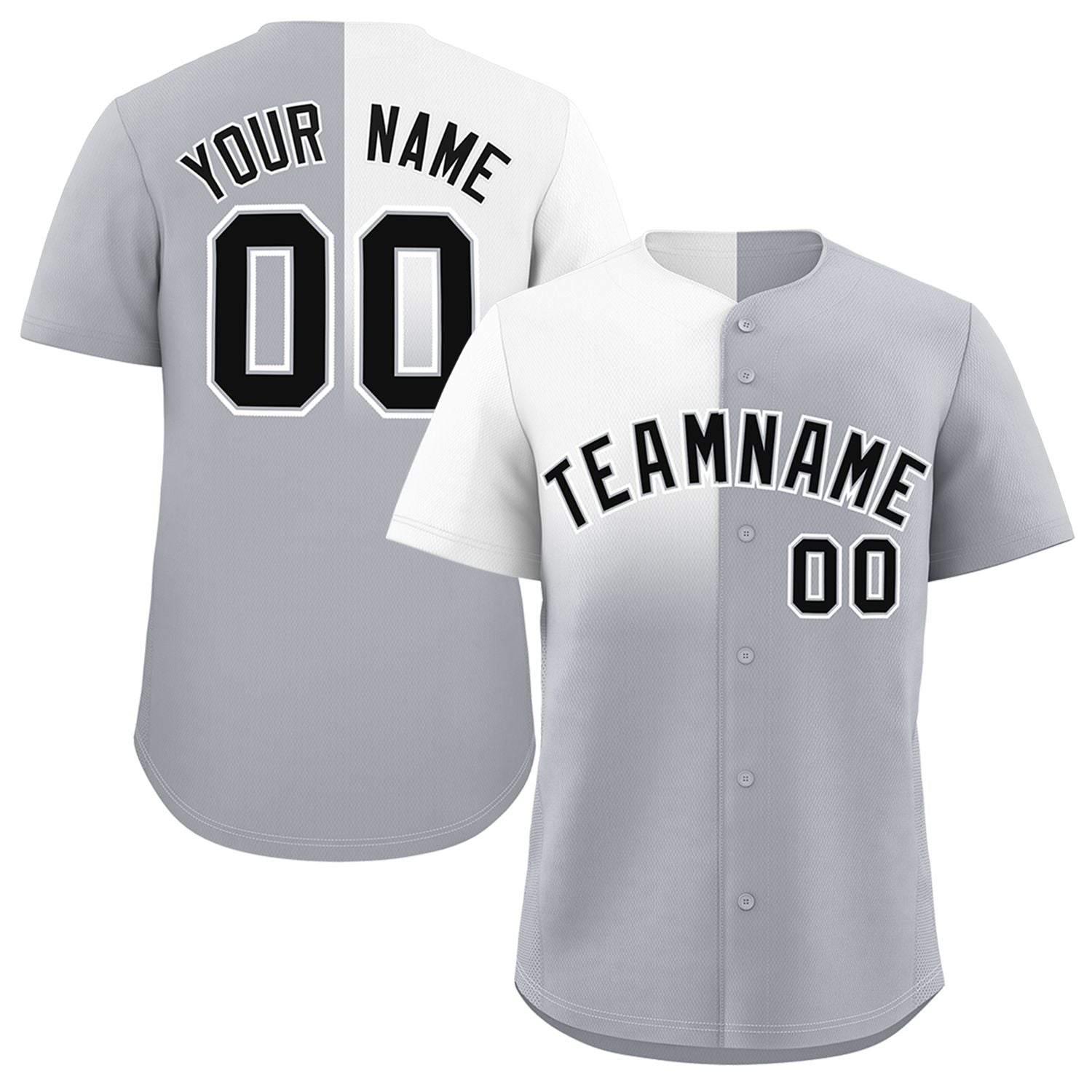 Custom Gray White Personalized Half Gradient Design Authentic Baseball Jersey