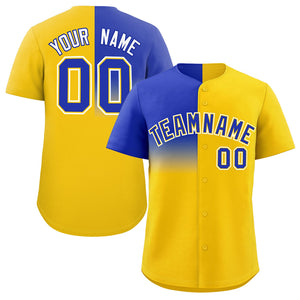 Custom Gold Royal Personalized Half Gradient Design Authentic Baseball Jersey