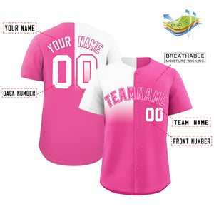 Custom Pink White Personalized Half Gradient Design Authentic Baseball Jersey