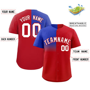 Custom Red Royal Personalized Half Gradient Design Authentic Baseball Jersey